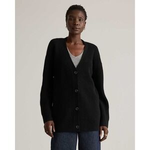 Quince Mongolian Cashmere Oversized Boyfriend Cardigan Sweater in Black‎ Size XS